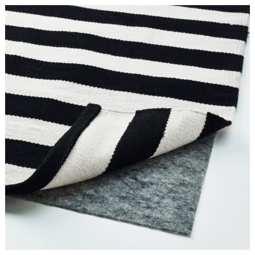 IKEA STOCKHOLM Rug Flatwoven Handmade Black stripe Off white